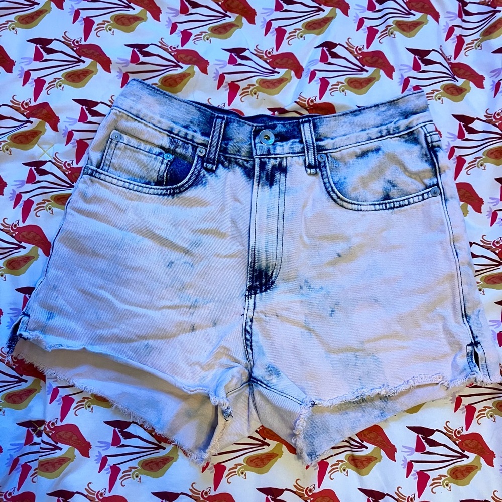 Rag & Bone acid wash high waisted denim shorts